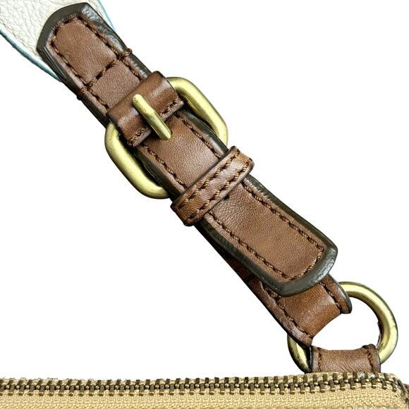 Women's Fossil Leather Crossbody Gray Khaki Purse Shoulder Bag - Picture 2 of 10